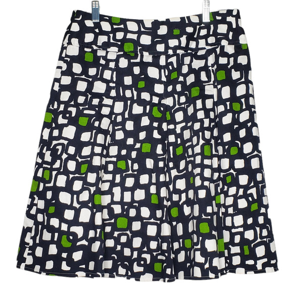 Judy Lee Cole Black, White & Green Geometric A-Line Skirt Sz 8 - Picture 1 of 6